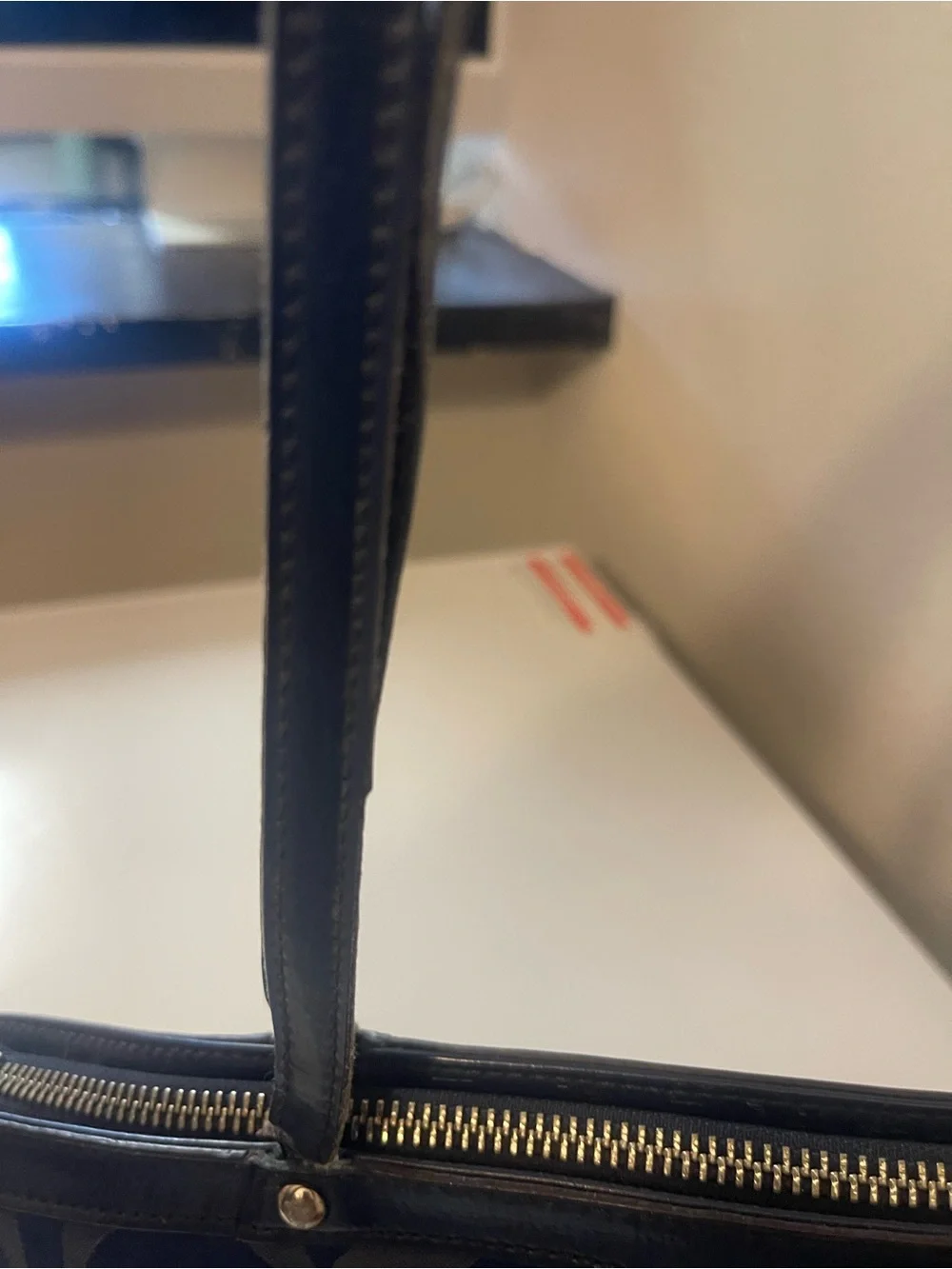Coach Black Signature Tote with Copper Sequin Stripe